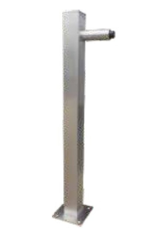 Inox paal 70 x 70 mm H 1400 mm voorzien van deurstop - met voetplaat