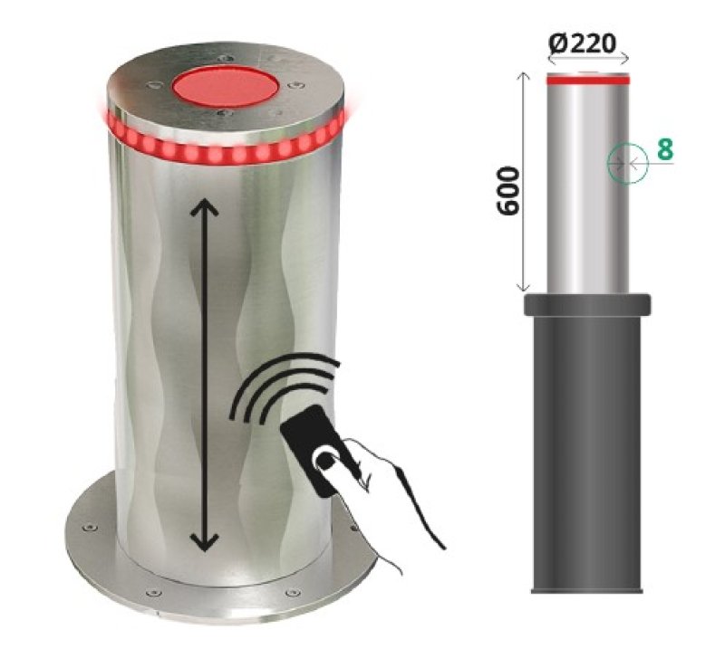 Automatische bollard Ø220 x 600 x 8mm