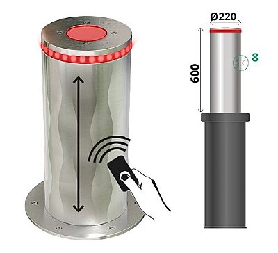 Automatische bollard Ø220 x 600 x 8mm
