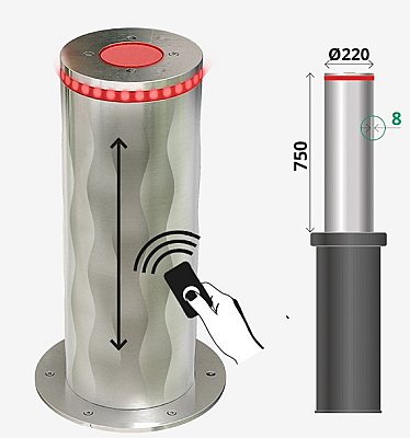 Automatische bollard Ø220 x 750 x 8mm