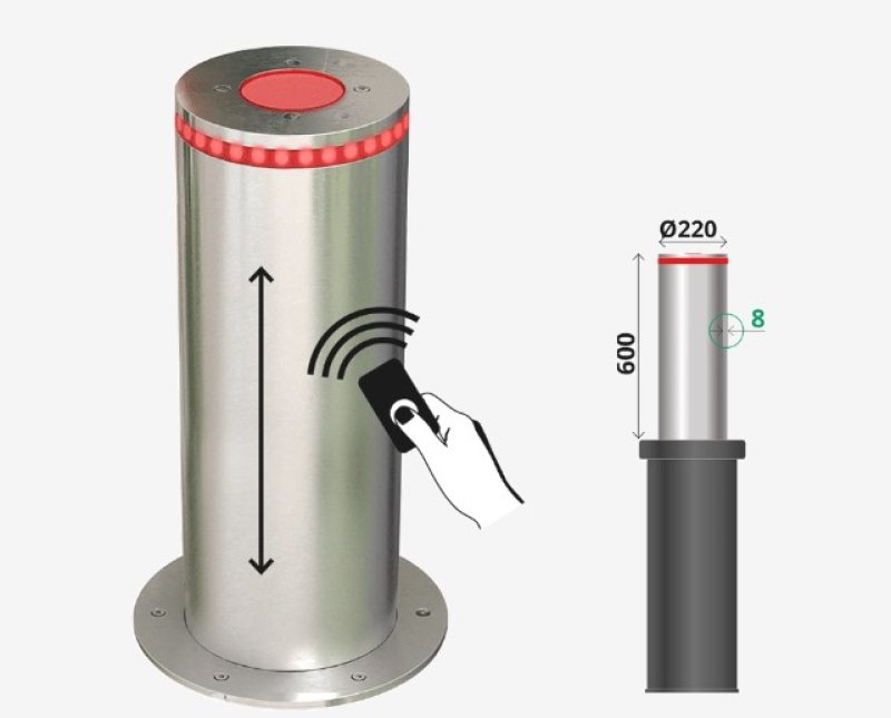 Automatische bollard Ø220 x 600 x 8mm