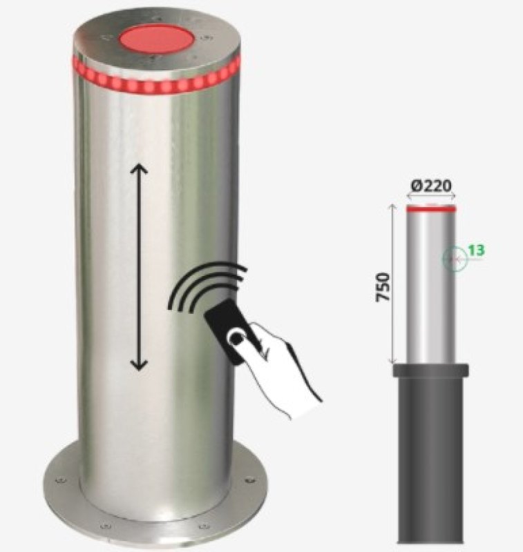 Automatische bollard Ø220 x 750 x 13mm