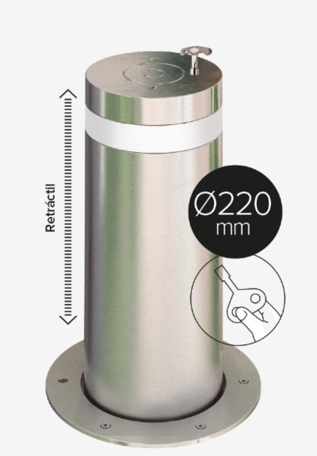 Semi automatische bollard Ø220 x 750 x 8mm