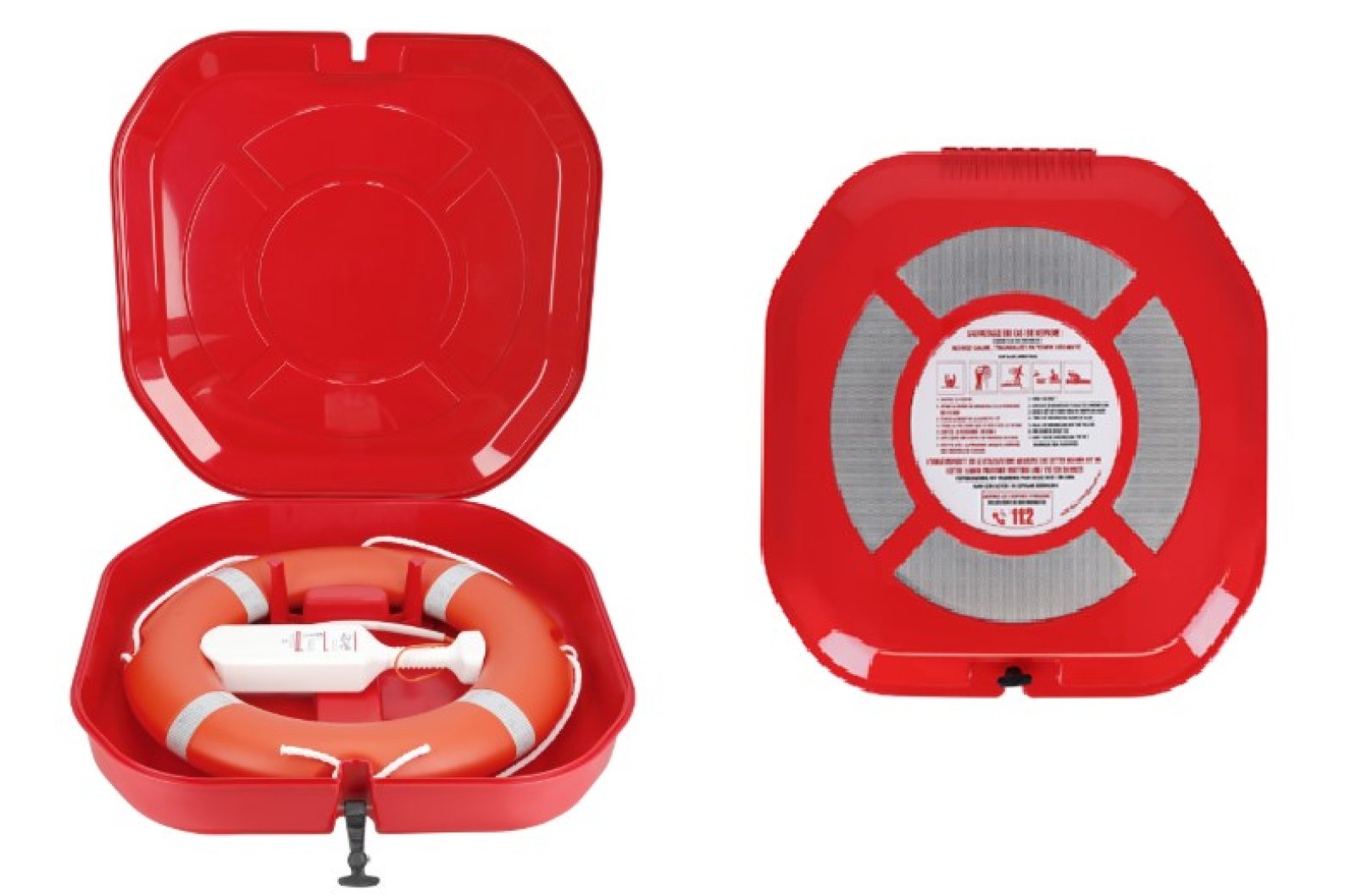 Kast rood voor reddingsboei incl. boei 750 mm (30