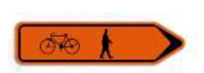 Pijlbord T250 F41 1000 x 200 mm picto fiets + mannetje - RECHTS
