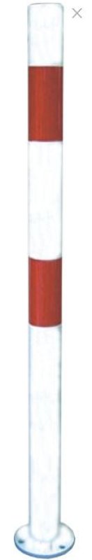 Paal wit/rood Ø 48 mm met voetplaat L 900 mm - 2 kettingogen
